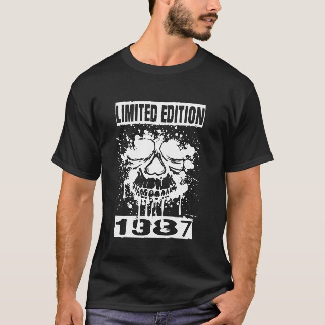 T-shirt Édition Limitée Anniversaire 1987 1987 Né Année 19 (Devant)