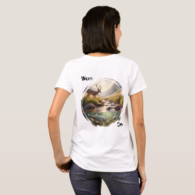 T-shirt Édition Worn Calm Mountain Creek Scene  (Dos entier)