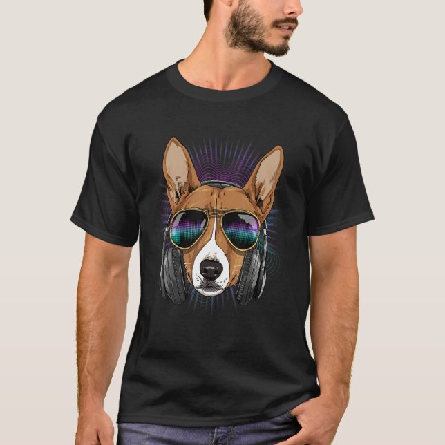 T-shirt EDM House Music DJ African Basenji Music  Music Ar (Devant)