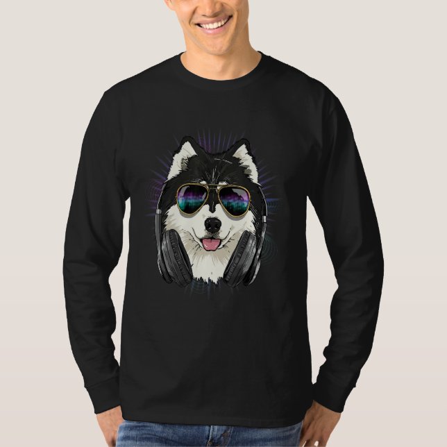 T-shirt EDM House Music DJ Alaskan Malamute Music  Music A (Devant)