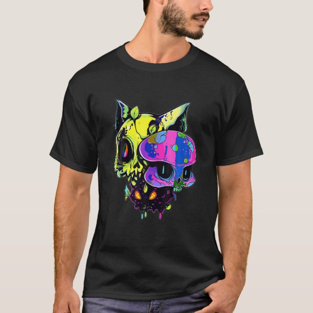 T-shirt EDM Party Zombie Chat Psychedélique EDM Rave (Devant)