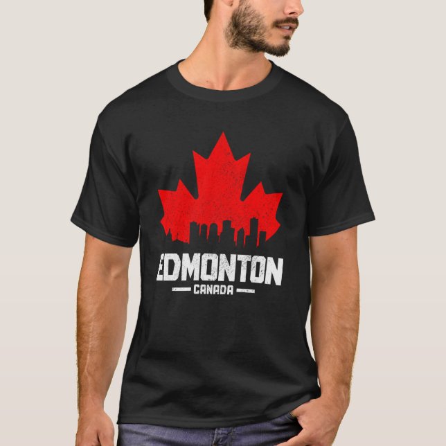 T-shirt Edmonton Alberta Canada Feuille d'érable Drapeau c (Devant)