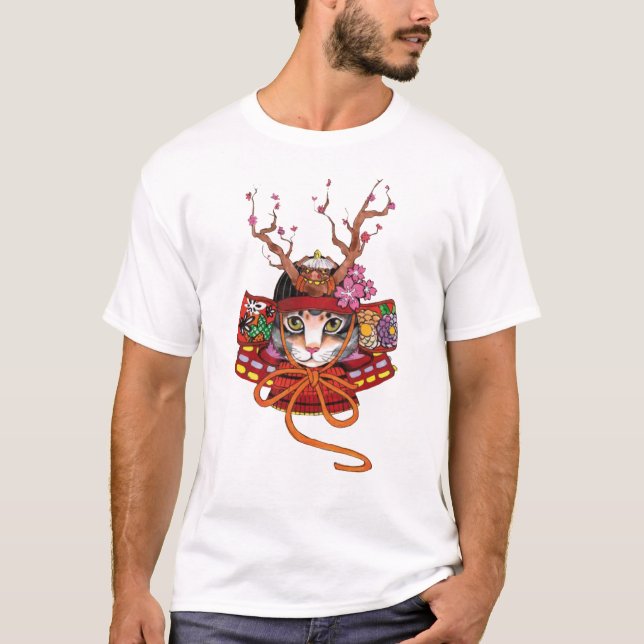 T-shirt Edo Samurai Neko Kitten (Devant)