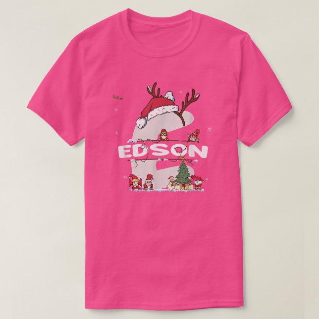 T-shirt Edson Christmas w Edson Nom pour les Noël drôles (Design devant)