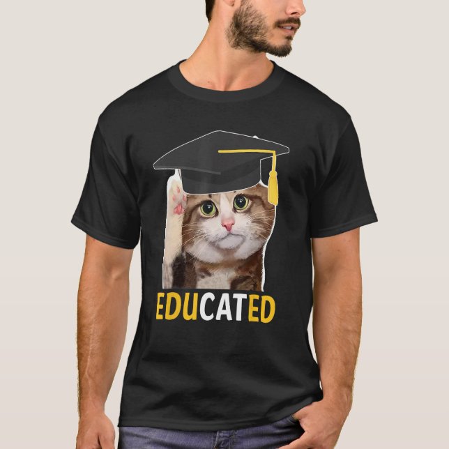 T-shirt Educated Cat Graduation Cap Senior Funny Graduatio (Devant)