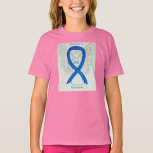 T-shirt Éducation Blue Sensibilisation Ruban Angel Custom 