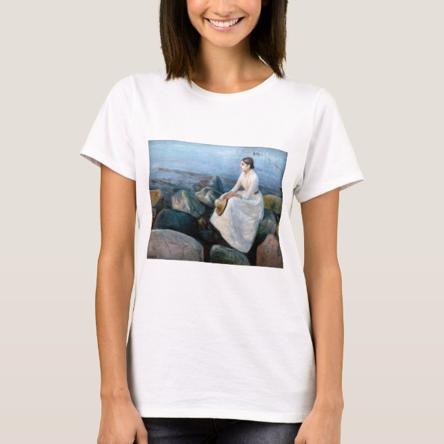 T-shirt Edvard Munch - Nuit d'été, Enger sur la plage (Devant)