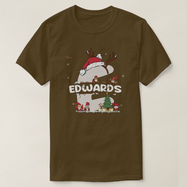 T-shirt Edwards Christmas w Edwards Nom pour les Noël drôl (Design devant)
