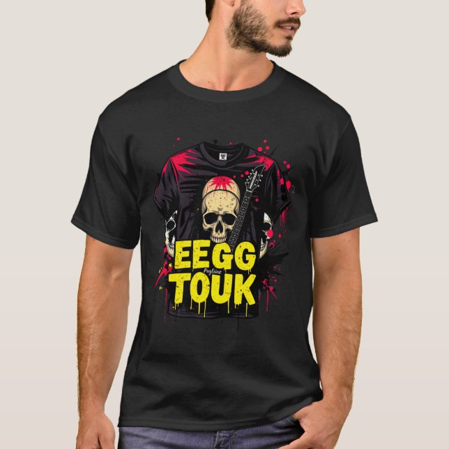T-shirt Eegg Touk Electric Guitare & Skulls Grunge (Devant)