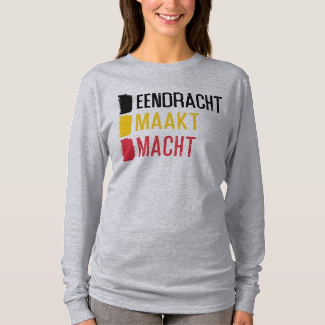 T-shirt Eendracht Maakt Macht Moto belge, Belgique (Devant)