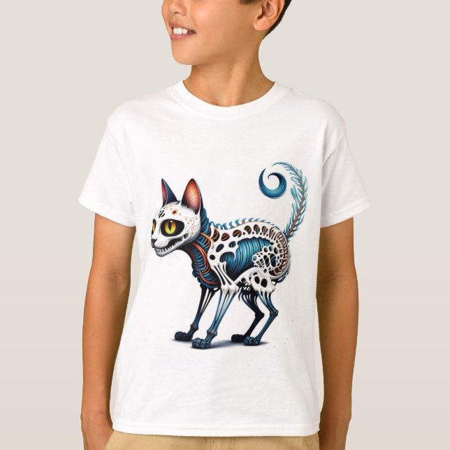 T-shirt Eerie Cat-Skull Fusion - détail artistique (Devant)
