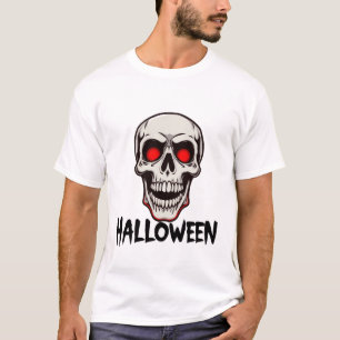 T-shirt Eerie crâne avec yeux rouges brillants Halloween d