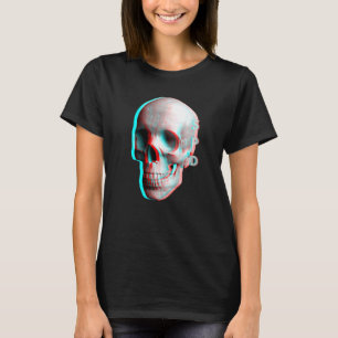 T-shirt Effet 3 Dimensions Crâne Bleu Rouge