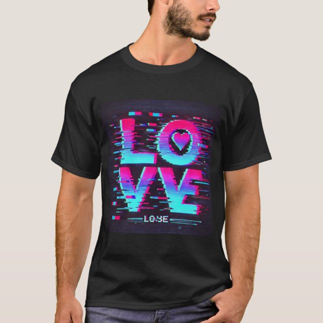T-shirt Effet d'amour numérique Glitch (Devant)