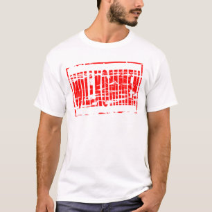 T-shirt Effet de tampon en caoutchouc rouge Willkommen (Bi