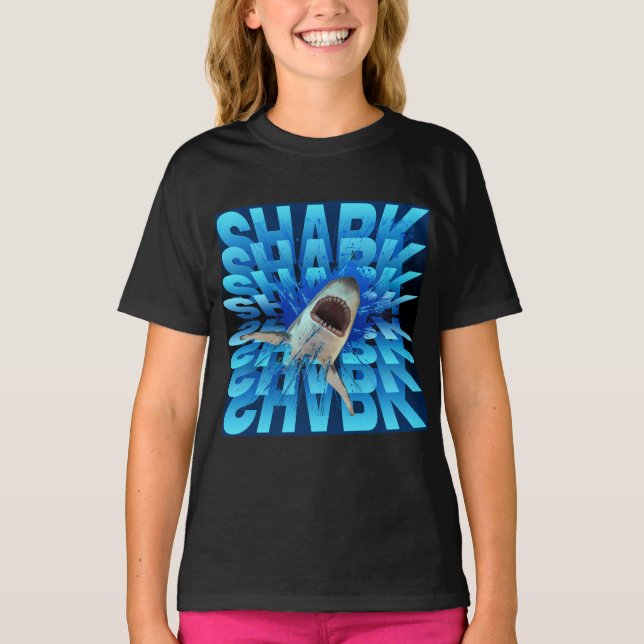 T-shirt effet de texte requin typographie  (Devant)