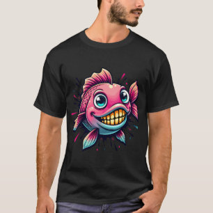 T-shirt Effet d'éclaboussure de poisson Kawaii