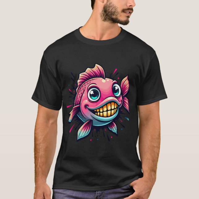 T-shirt Effet d'éclaboussure de poisson Kawaii (Devant)