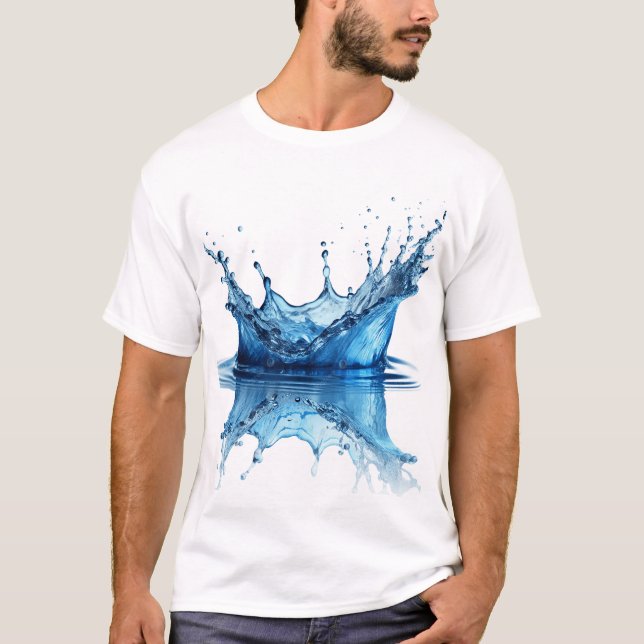 T-shirt Effet d'éclaboussure d'eau bleue pure (Devant)