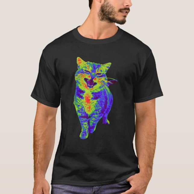 T-shirt Effet Glitch Chat Funny Chat Mème (Devant)