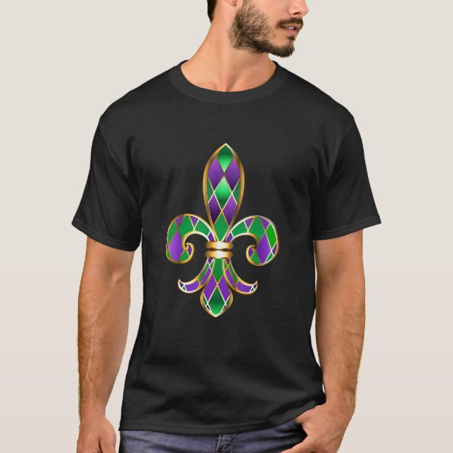 T-shirt Effet Parties scintillant Fleur De Lis Mardi Gras (Devant)