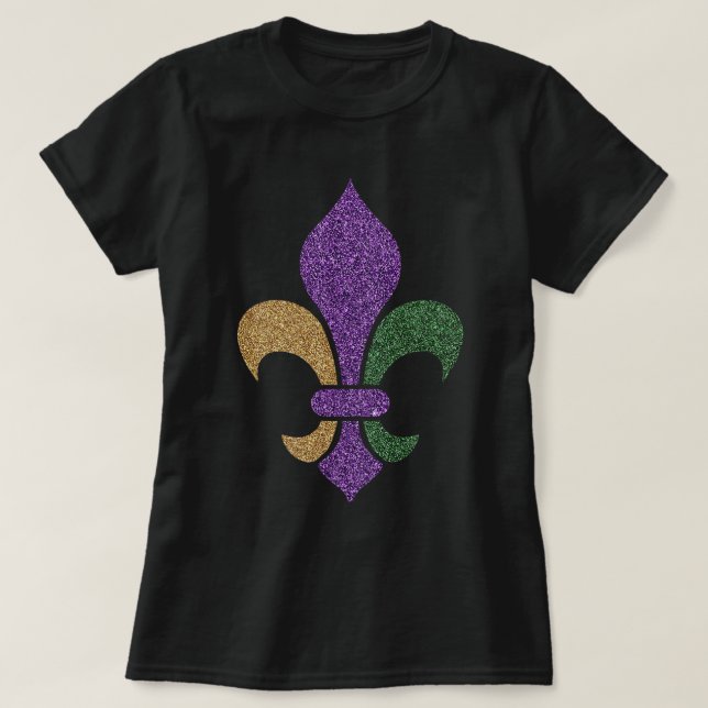 T-shirt Effet Parties scintillant Fleur De Lis Mardi Gras  (Design devant)