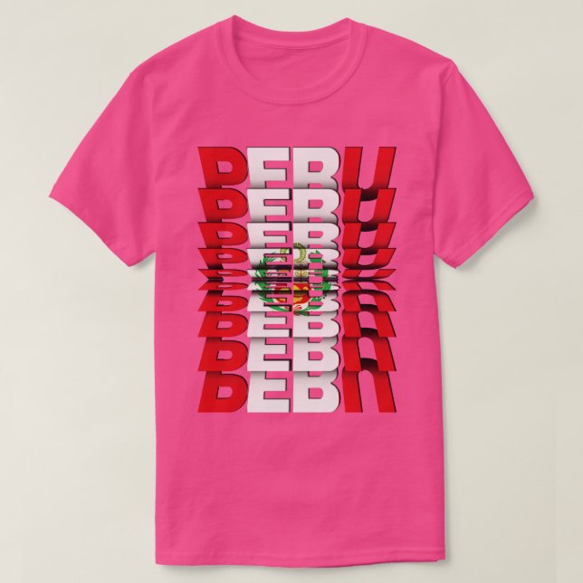 T-shirt Effet Texte du drapeau du Pérou (Design devant)