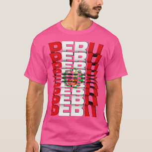 T-shirt Effet Texte du drapeau du Pérou