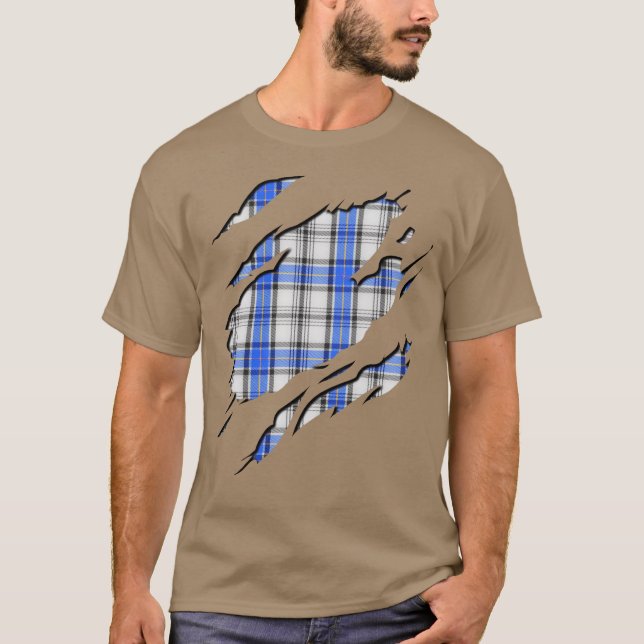 T-shirt Effets de plaid de tartan de Hannay de clan (Devant)