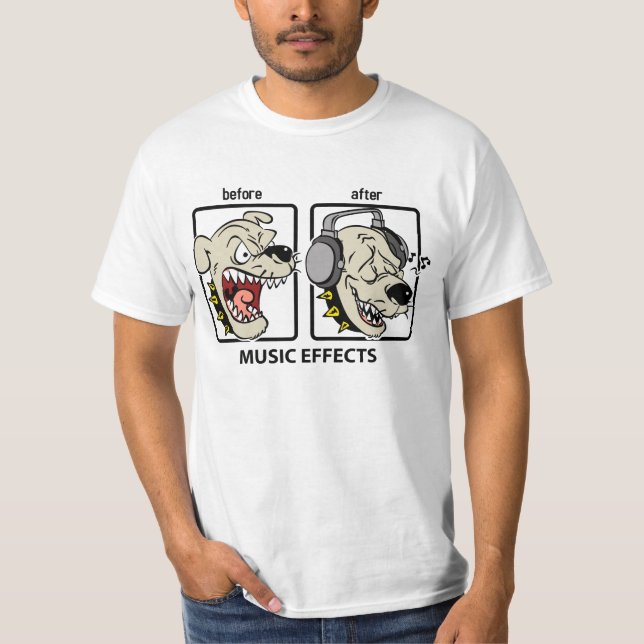 T-shirt Effets drôles de musique de chien (Devant)