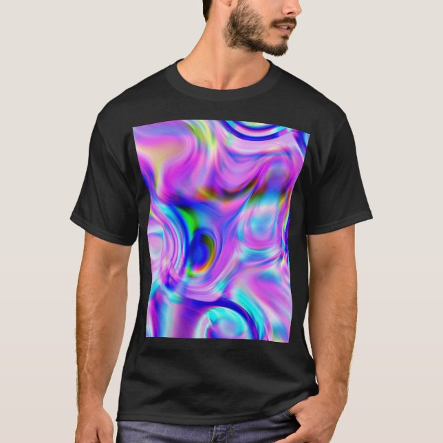 T-shirt Effets numériques : motif abstrait multicolore. (Devant)