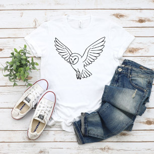 T-shirt Effraie des clochers en vol en ligne artistique