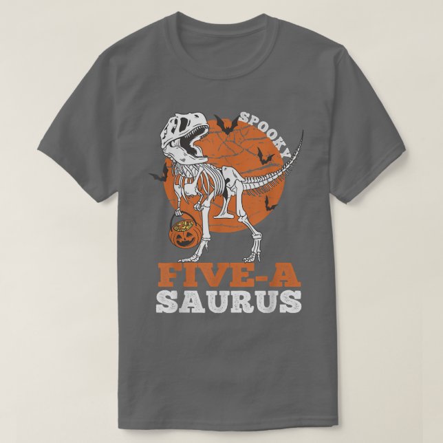 T-shirt Éffrayant 5A Saurus Dinosaur Skeleton T re Citroui (Design devant)