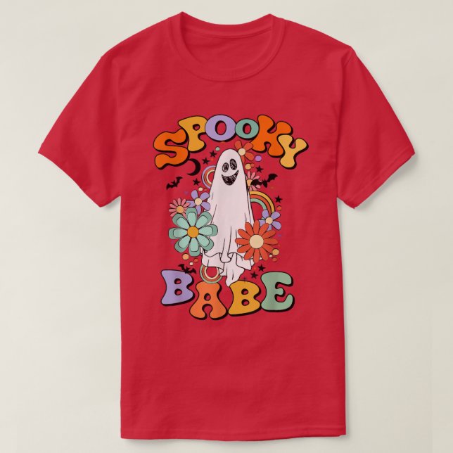 T-shirt Éffrayant Babe Floral Ghost Halloween (Design devant)