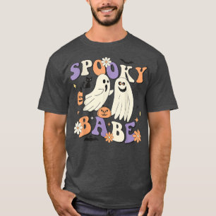 T-shirt Éffrayant Babe mignonne Fantôme Citrouille Araigné