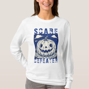 T-shirt Éffrayant bleu Halloween Citrouille effray