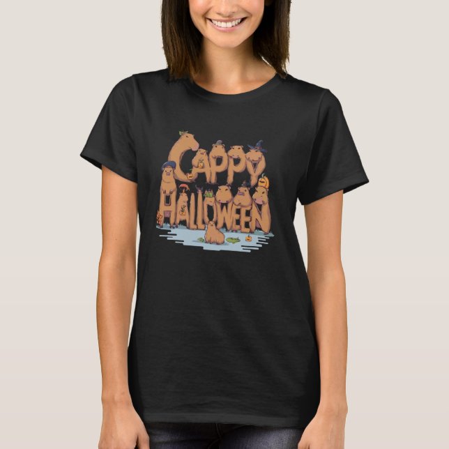 T-shirt Éffrayant Capybara Halloween Cappy Éffrayant Hallo (Devant)