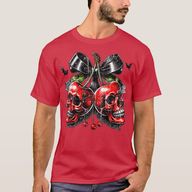 T-shirt Éffrayant cerise Halloween Bow (Devant)
