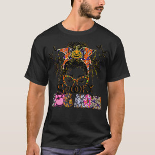 T-shirt Éffrayant Chien Maman Messy Bun Halloween Chien Ma