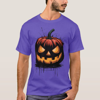T-shirt Éffrayant Citrouille Halloween vintage