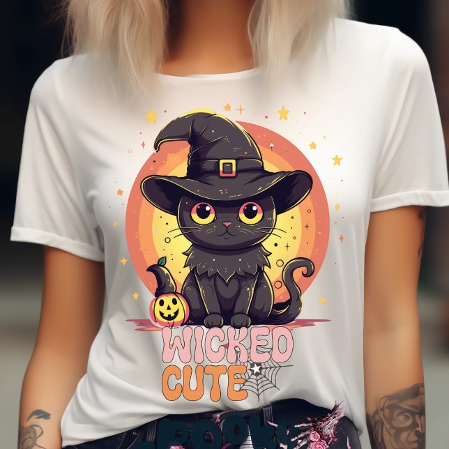 T-shirt Éffrayant Cute Chat Noir Halloween Citrouille d'au (Créateur téléchargé)