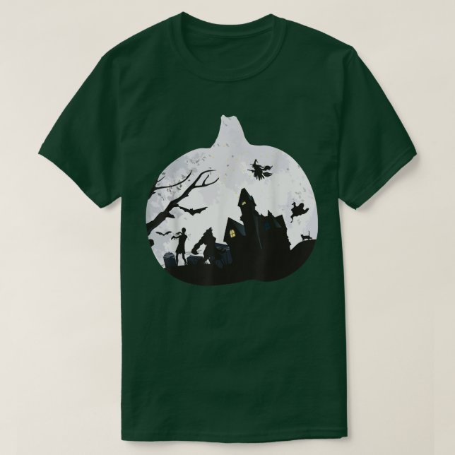 T-shirt Effrayant Demeure Hantée Avec Werewolf Zombie W (Design devant)