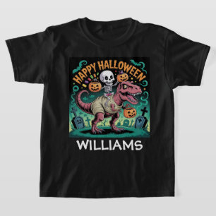 T-shirt Éffrayant Dino Rider - Squelette sur Mummy T-Rex