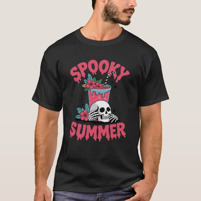 T-shirt Éffrayant été Skeleton Ice Café été vacances (Devant)