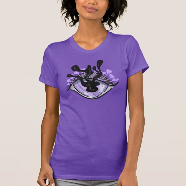 T-shirt Éffrayant Gothique Violet Oeil Halloween Art (Devant)