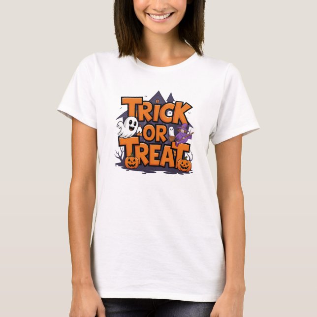 T-shirt Éffrayant Halloween amusant avec des bonbons! (Devant)
