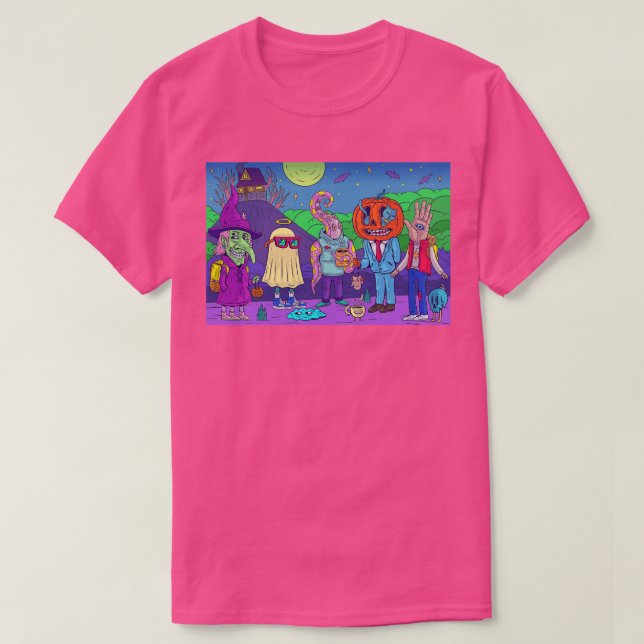 T-shirt Éffrayant Halloween Créatures sur l'illustration (Design devant)