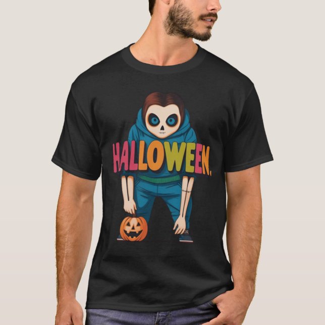 T-shirt éffrayant Halloween | Fantômes et Citrouil (Devant)