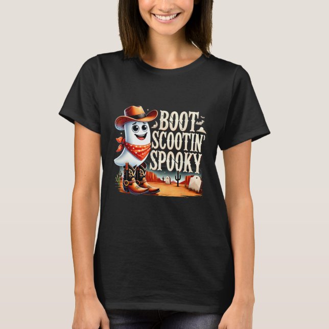 T-shirt Éffrayant Halloween Ghost Cowboy Ghost Western (Devant)