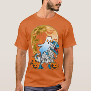 T-shirt Éffrayant Halloween Ghost Riding Dinosaur Hauné Ho